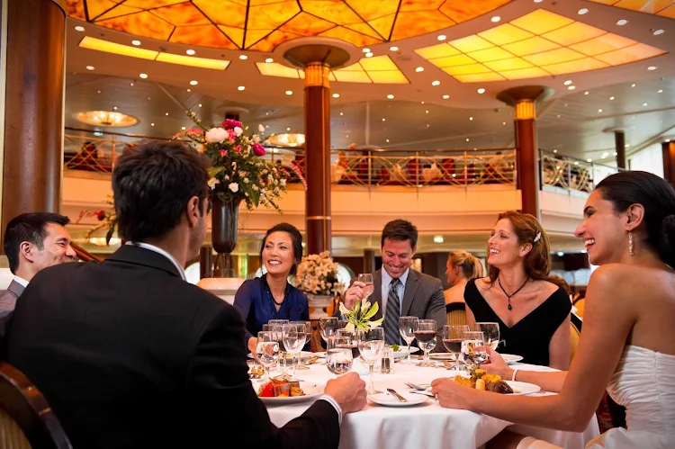 Join friends or meet interesting new people during a meal in the San Marco restaurant on Celebrity Constellation.