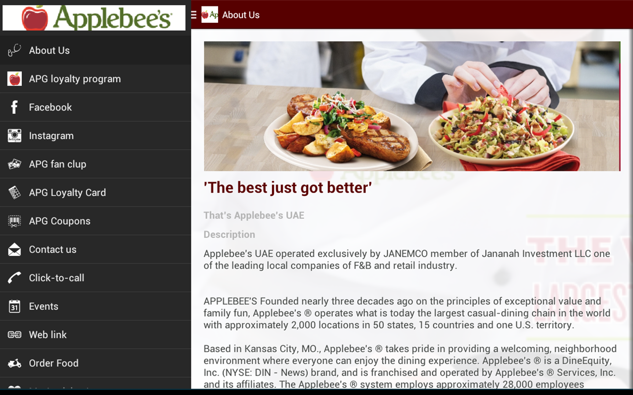 Applebee's UAE - screenshot