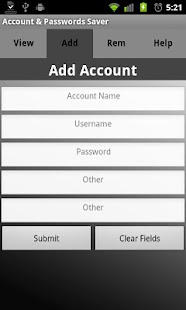 Accounts and Passwords Saver