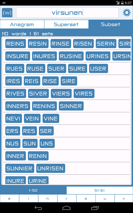 Word sets anagram solver google play de android uygulamalar 