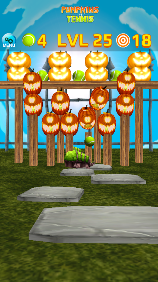 Pumpkin vs Tennis Halloween Swipe and Knockdown Android Apps on