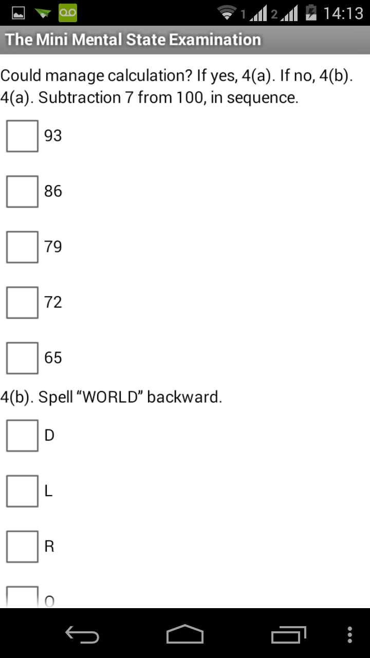 Mini Mental Test (english) Screen 3