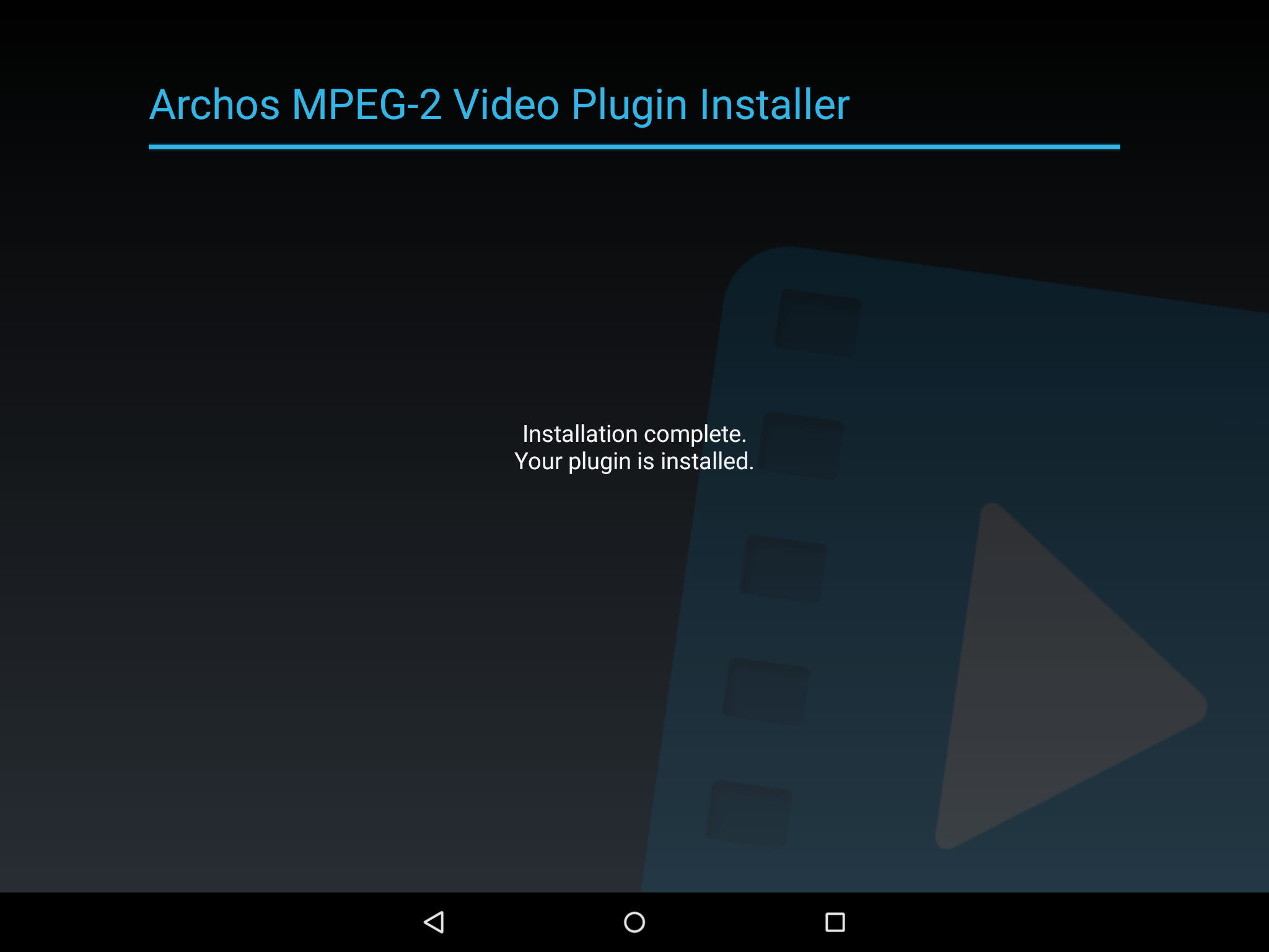 Android application Archos MPEG-2 Video Plugin screenshort