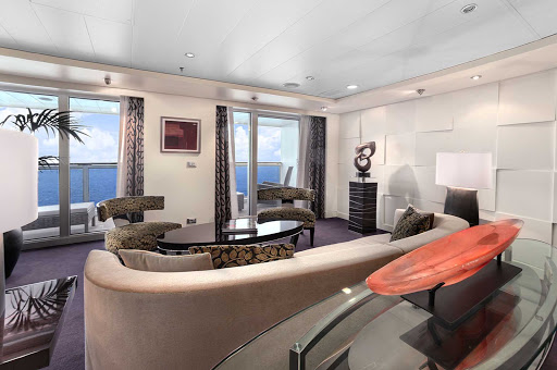 Oceania_OClass_Oceania_Suite_Living_Room-1 - Get cozy in the Oceania Suite living room aboard your sailing on Oceania Marina.  