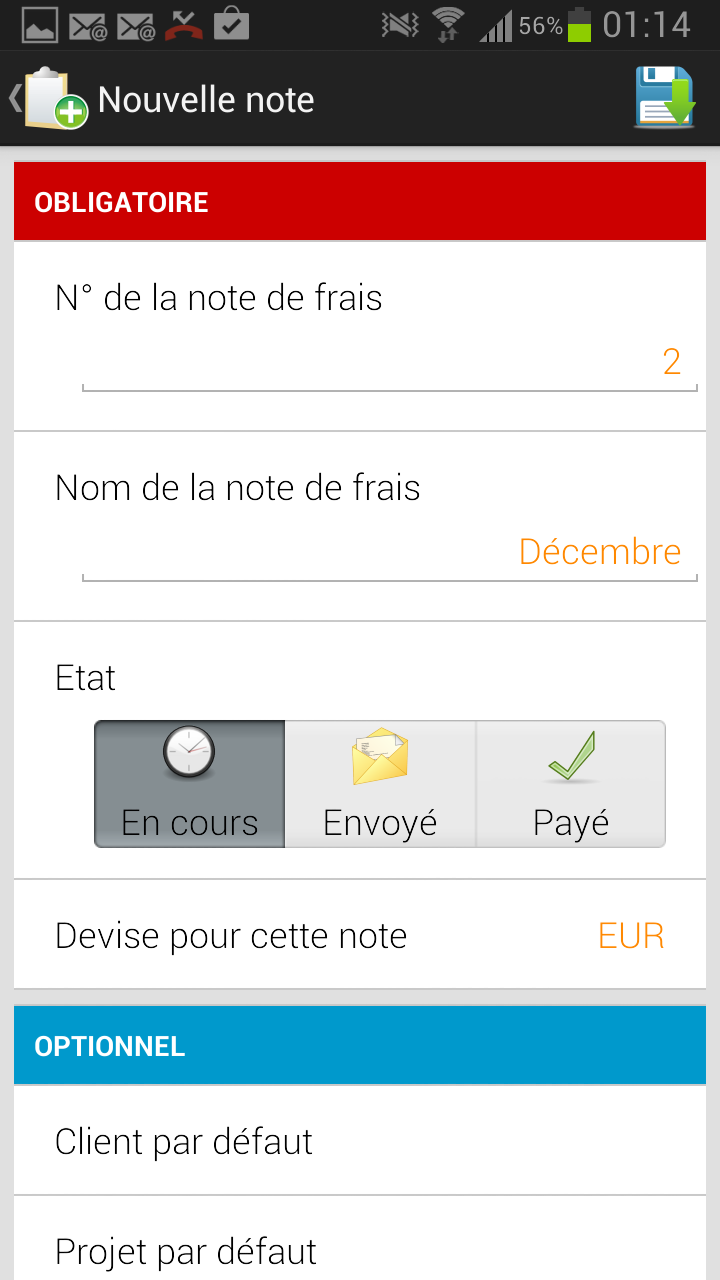 BJ Note de Frais Screen 2