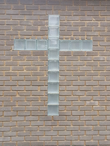 Glass Brick Cross at Church 