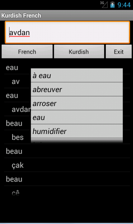 Android application French Kurdish Dictionary screenshort