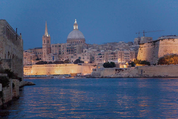 Malta harbor at twilight.