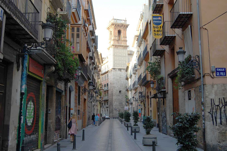  A street scene in Valencia, Spain. 