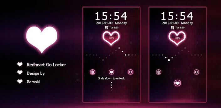 Red heart Theme GO Locker v1.00