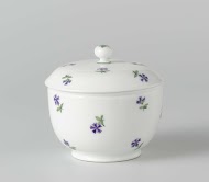 Suikerpot met deksel, beschilderd met korenbloemen