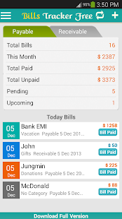 Bills Tracker & Reminder Free(圖1)-速報App