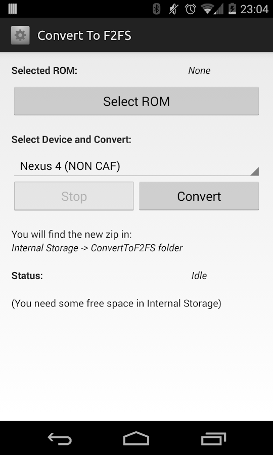 Convert To F2FS Screen 3