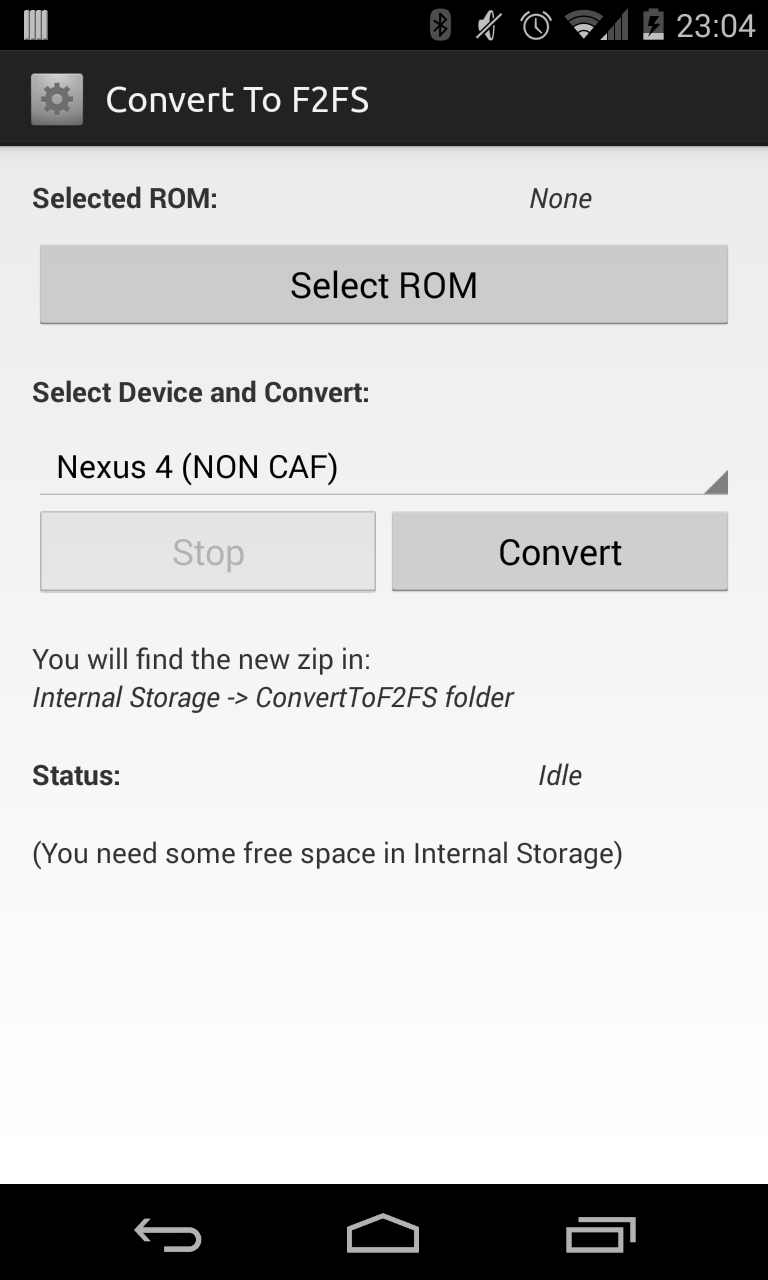 Convert To F2FS Screen 1