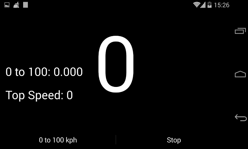 Speedo: 0 to 100 kph Screen 2