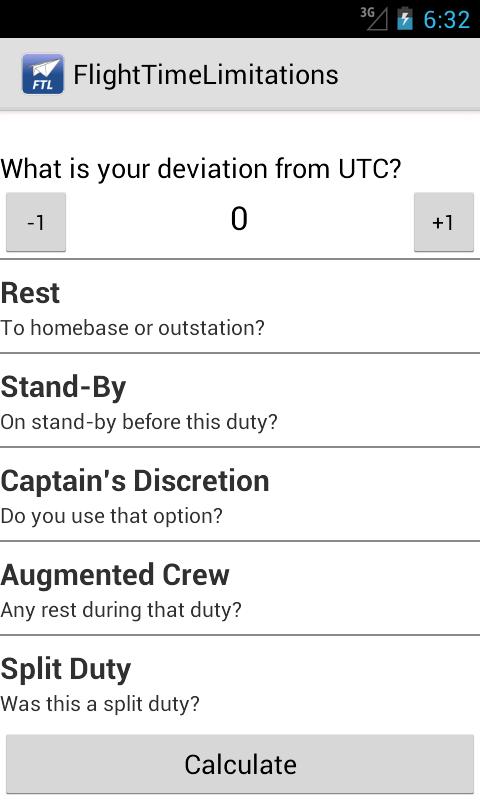 Flight Time Limitations Screen 2
