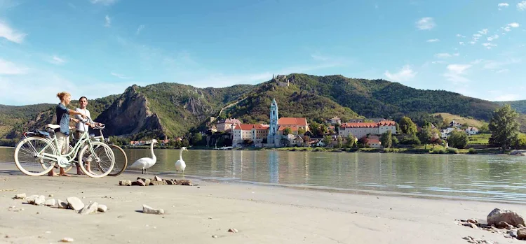 Dürnstein cycle path beside the Danube in Austria.