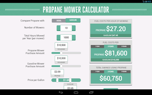 Propane Mower Calculator - náhled