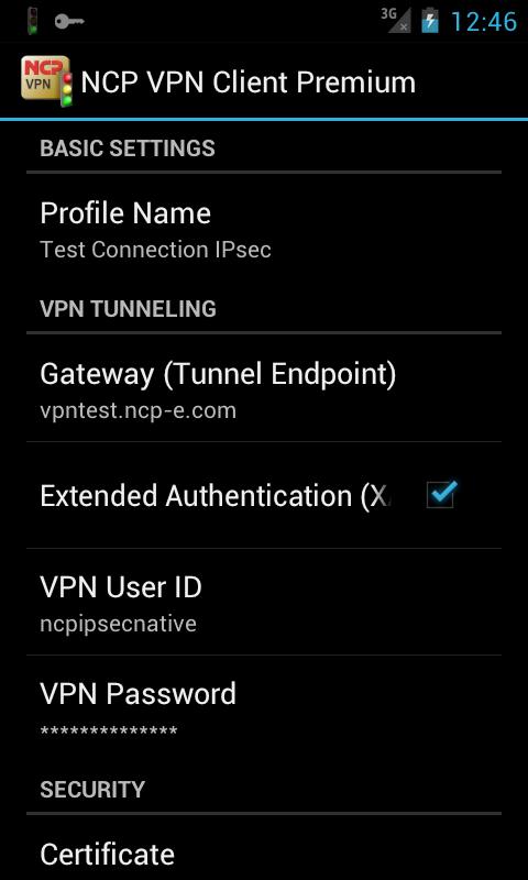 NCP VPN Client Premium Screen 2