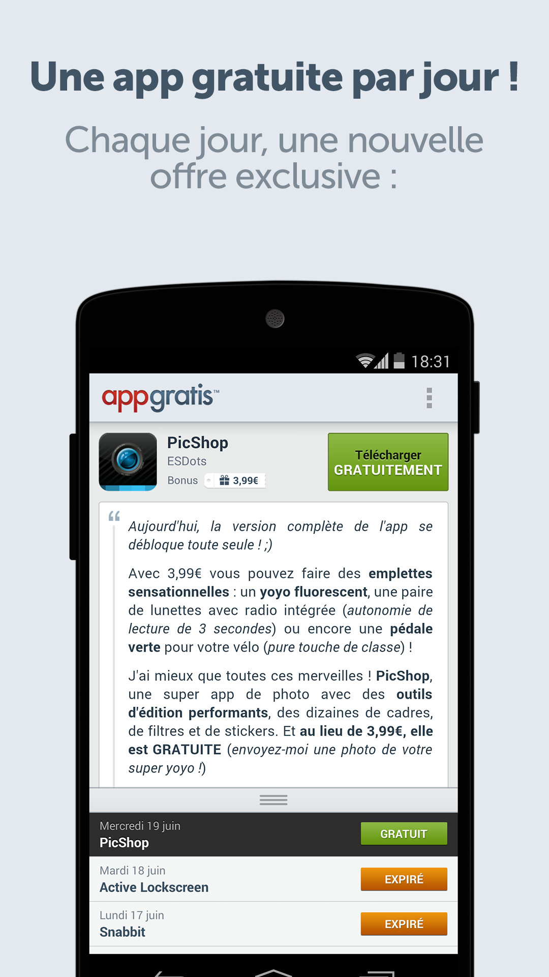 Android application AppGratis - Cool apps for free screenshort