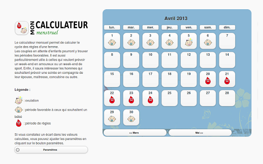 Calendrier menstuel harem