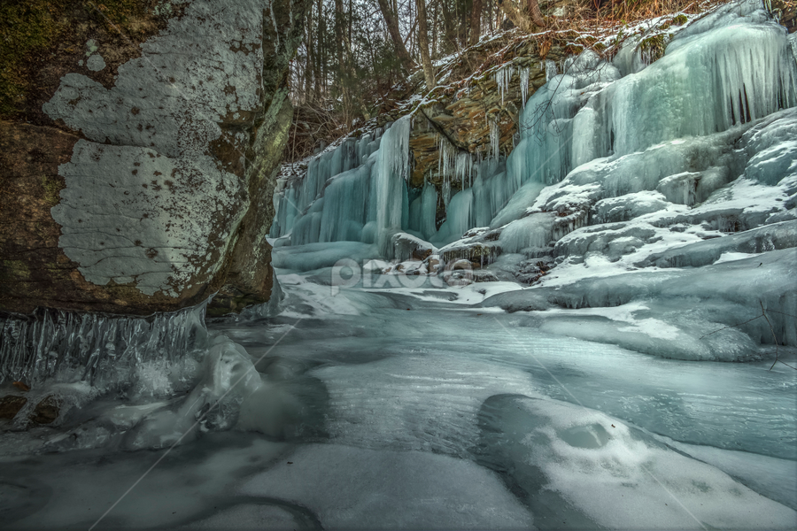 Blue Ice at Ozone by Aaron Campbell - Landscapes Caves & Formations