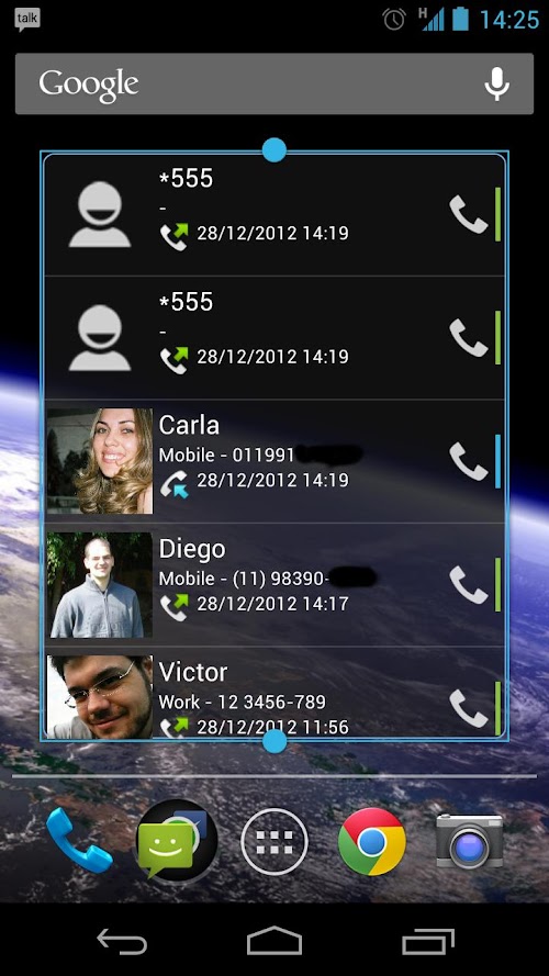 Android application Call History Widget screenshort
