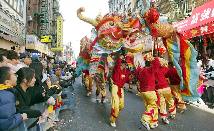 A dragon in the Chinatown NYC Lunar New Year.