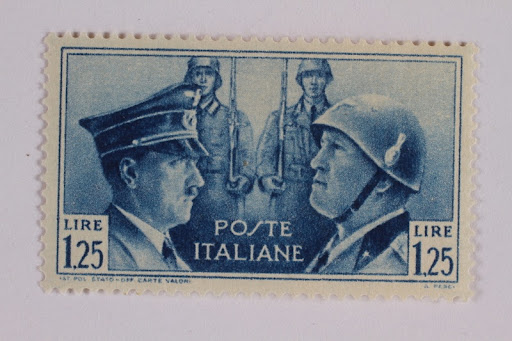 Postage stamp, 1.25 lira, issued by Italy to honor German-Italian friendship