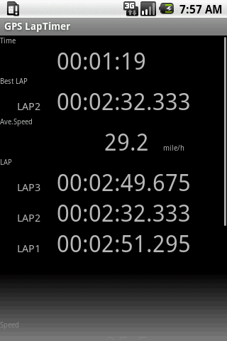 GPS LapTimer Screen 3