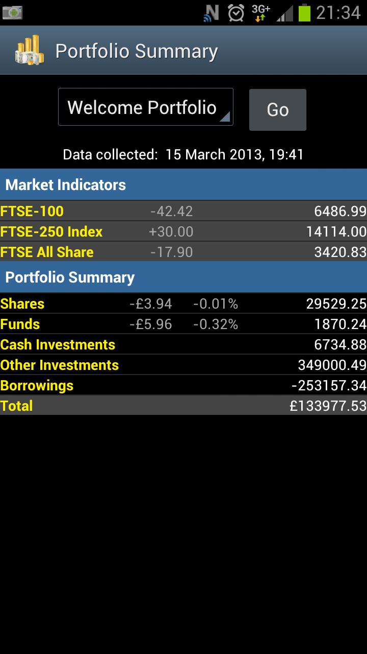Money Extra Portfolio (full) Screen 1