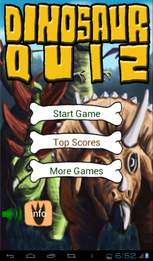 Android application Dinosaur Quiz screenshort