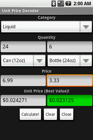 Unit Price Decoder Screen 3