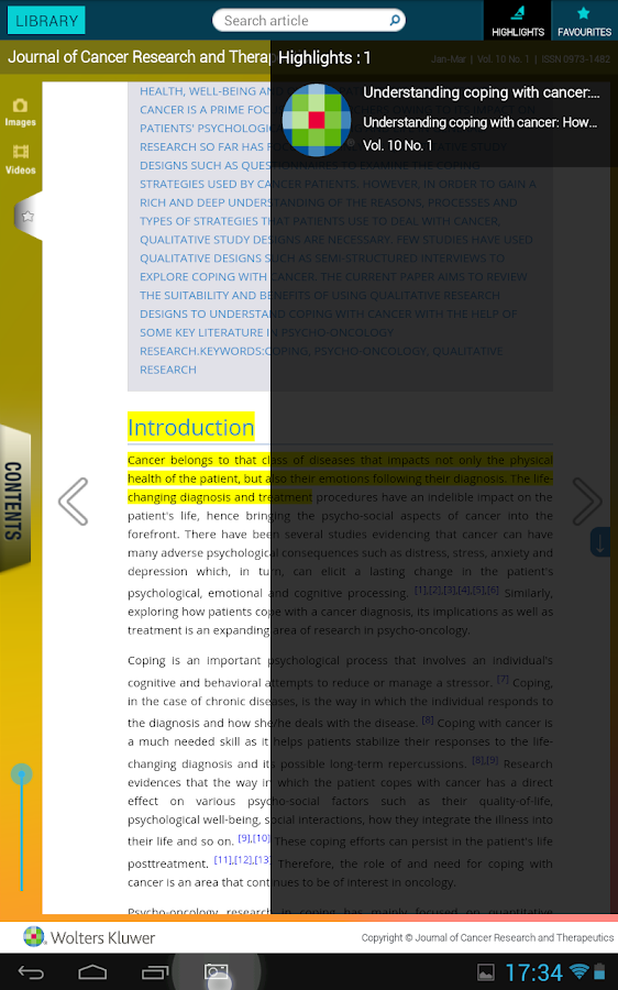   J Can Res Ther(JCRT) – snímka obrazovky 