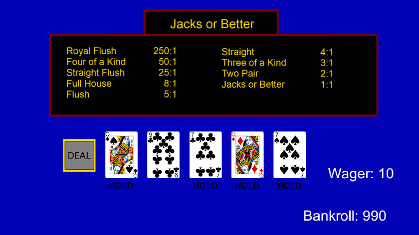 Video Poker Screen 2