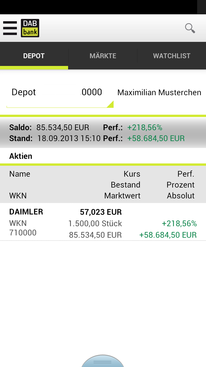 DAB Bank mobile Screen 3