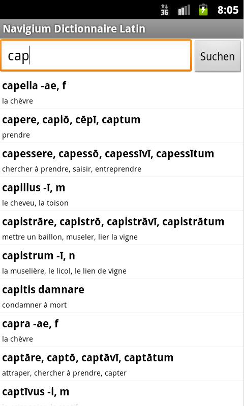 Dictionnaire Latin Screen 1