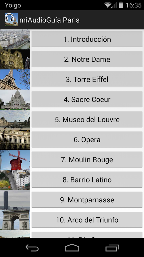 Android application Audio Guía Paris MV screenshort