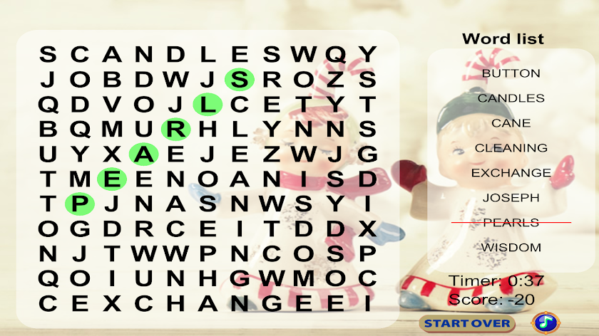 Holiday Word Search Screen 2