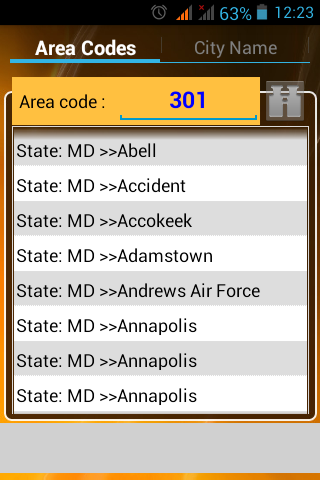 USA AREA CODES