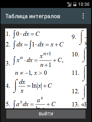 Шпаргалка по интегралам