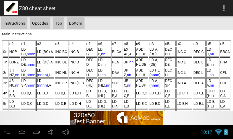 Z80 cheat sheet - Android Apps on Google Play