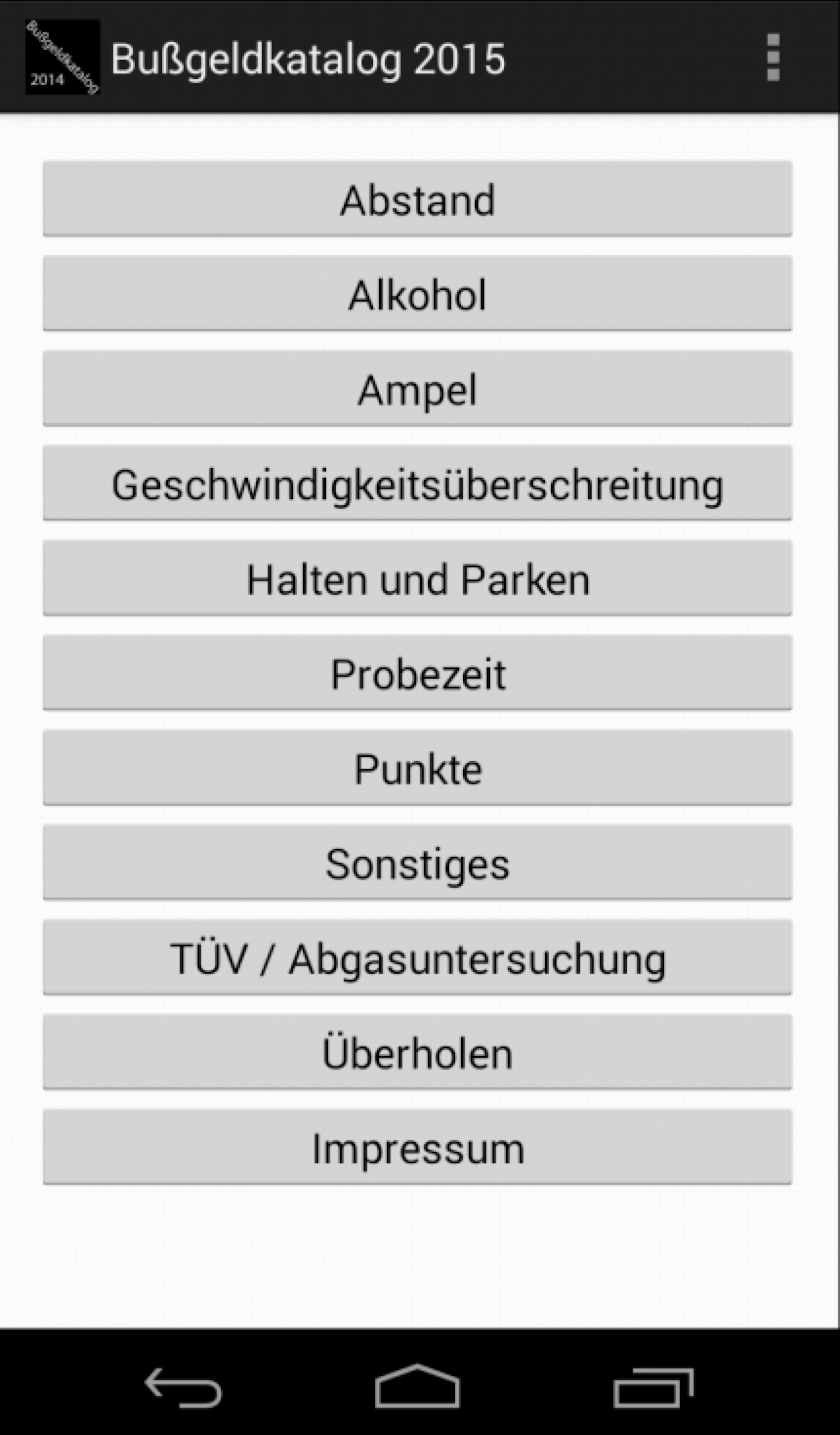 Bußgeldkatalog 2015 Screen 1