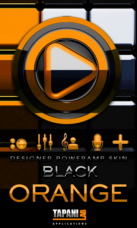 Poweramp skin Black Orange Screen 1