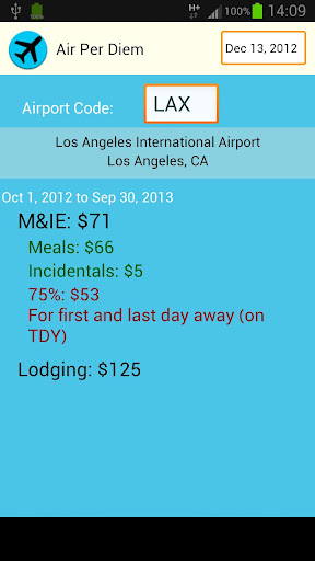 Airport Per Diem Calculator