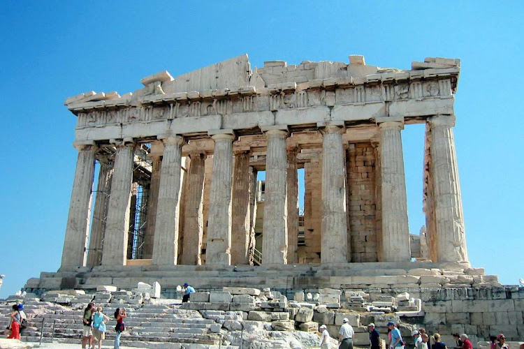 The iconic Parthenon in the Acropolis, Athens, Greece. Construction began in 447 BC when the Athenian Empire was at its height.