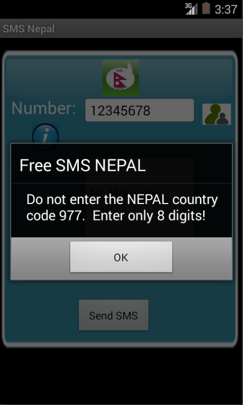 Free SMS Nepal Screen 2