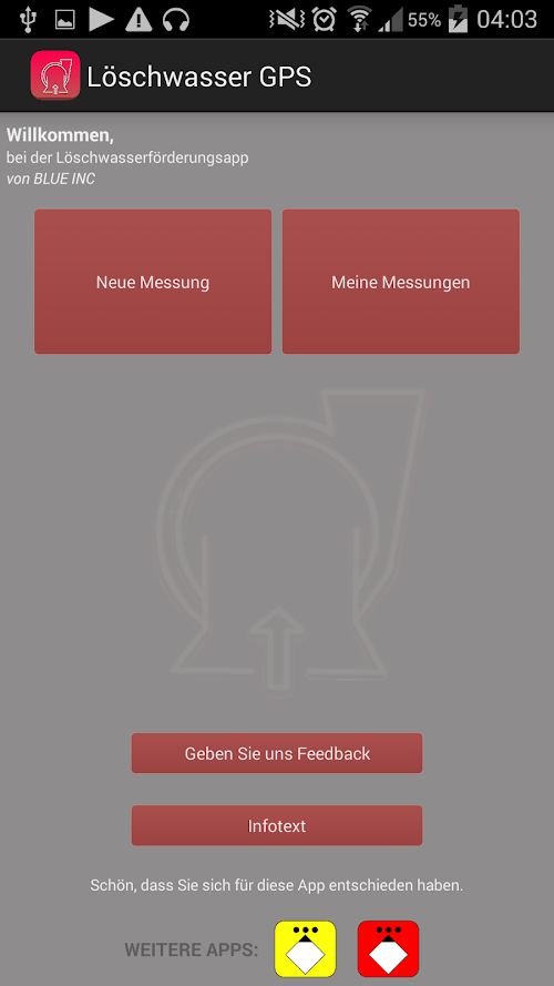 Android application Feuerwehr Löschwasserförderung screenshot