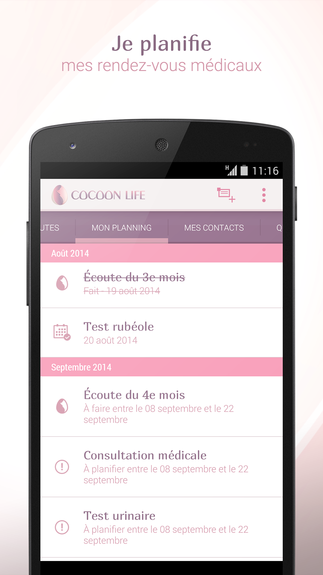 Android application COCOON LIFE Pregnancy screenshort