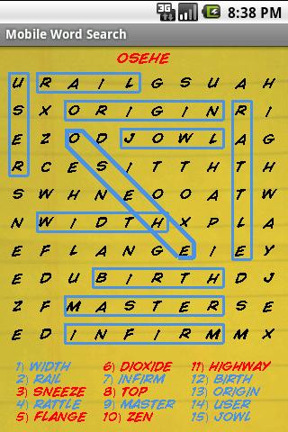 Mobile Word Search Screen 3